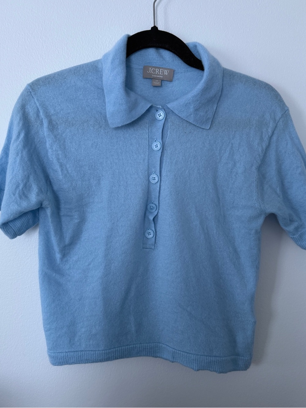 J. Crew women’s light blue cashmere polo